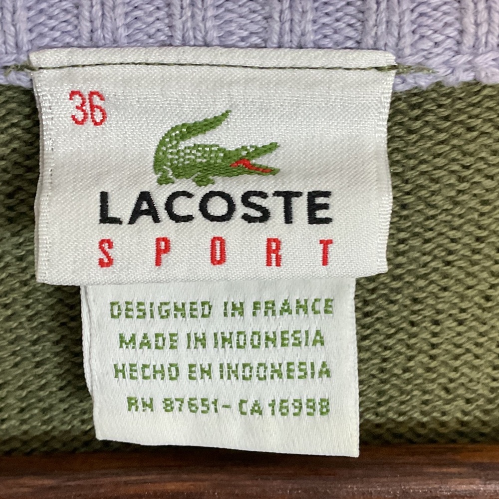 Lacoste Sport Crocodile Logo Graphic Sweater Green Lavender Colorblock 36 XS - Picture 9 of 12